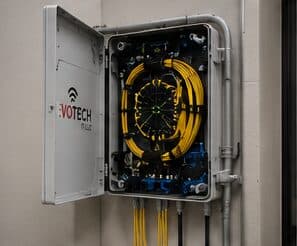 Fiber distribution enclosure and splicing by Evotech IT LLC, Houston TX
