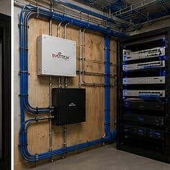 Organized network equipment cabinet and low-voltage cabling — Evotech IT LLC, Houston