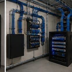 Organized network equipment cabinet and low-voltage cabling — Evotech IT LLC, Houston