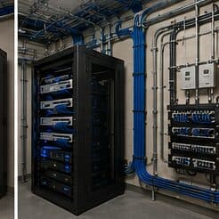 Organized network equipment cabinet and low-voltage cabling — Evotech IT LLC, Houston
