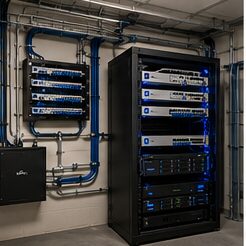 Commercial network cabinet with conduit and cable management — Evotech IT, Houston