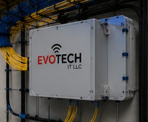 Fiber network rack with single-mode cabling by Evotech IT, Houston