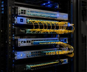Fiber network rack with single-mode cabling by Evotech IT, Houston