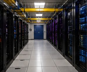 Fiber network rack with single-mode cabling by Evotech IT, Houston