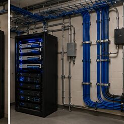 Organized network equipment cabinet and low-voltage cabling — Evotech IT LLC, Houston
