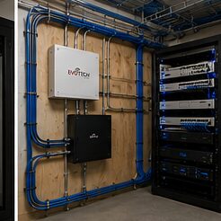 Organized network equipment cabinet and low-voltage cabling — Evotech IT LLC, Houston